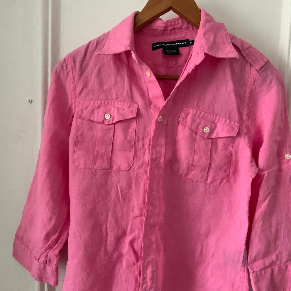 Ralph Lauren pink shirt/blouse linen 8